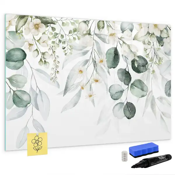 Quadro magnético para escrita com estampa de plantas da natureza