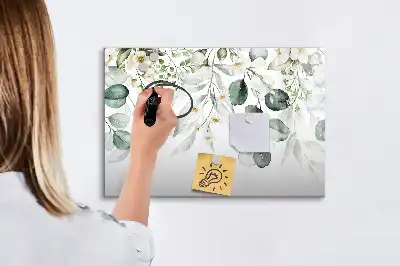 Quadro magnético para escrita com estampa de plantas da natureza
