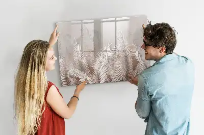 Quadro magnético para escrita com estampa de folhas exóticas