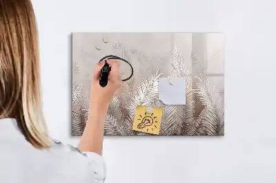 Quadro magnético para escrita com estampa de folhas exóticas
