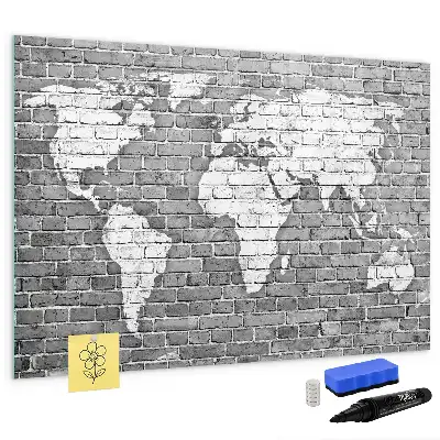 Quadro magnético para escrever mapa-múndi em tijolos