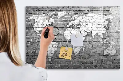Quadro magnético para escrever mapa-múndi em tijolos