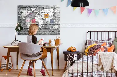 Quadro magnético para escrever mapa-múndi em tijolos