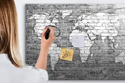 Quadro magnético para escrever mapa-múndi em tijolos
