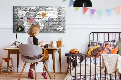 Quadro magnético para escrever mapa-múndi em tijolos