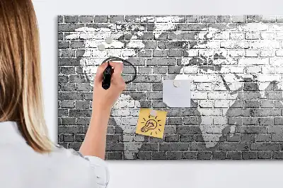 Quadro magnético para escrever mapa-múndi em tijolos