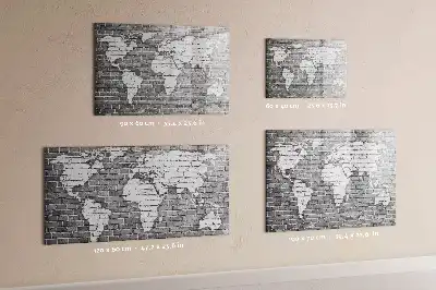 Quadro magnético para escrever mapa-múndi em tijolos