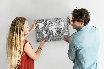 Quadro magnético para escrever mapa-múndi em tijolos