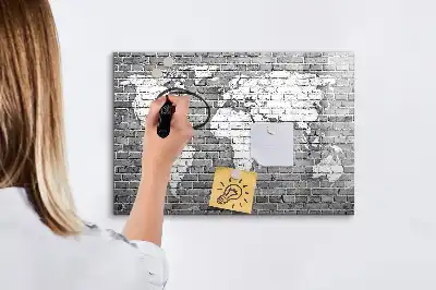 Quadro magnético para escrever mapa-múndi em tijolos