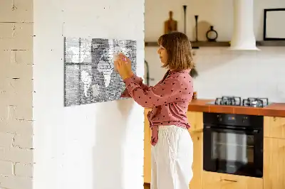 Quadro magnético para escrever mapa-múndi em tijolos