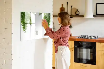 Quadro magnético para desenho com estampa de folhas de palmeira