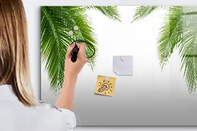 Quadro magnético para desenho com estampa de folhas de palmeira