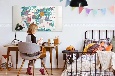 Mapa-múndi ilustrado quadro magnético para desenhar