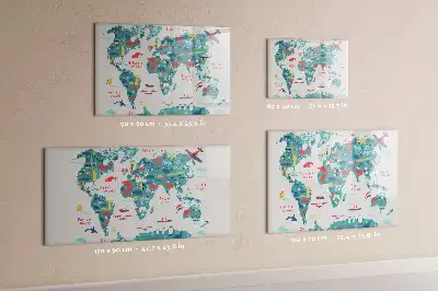 Mapa-múndi ilustrado quadro magnético para desenhar