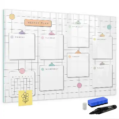 Quadro magnético para escrever horário semanal