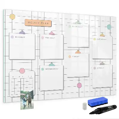 Quadro magnético para escrever horário semanal
