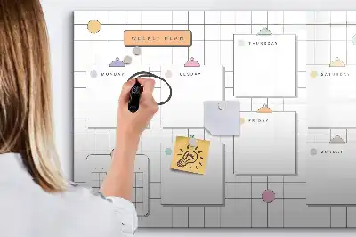Quadro magnético para escrever horário semanal