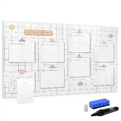 Quadro magnético para escrever horário semanal