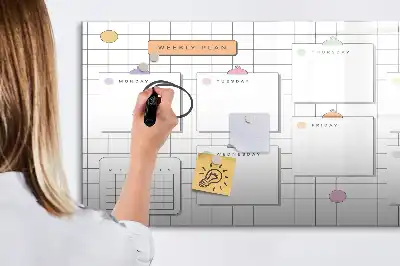 Quadro magnético para escrever horário semanal