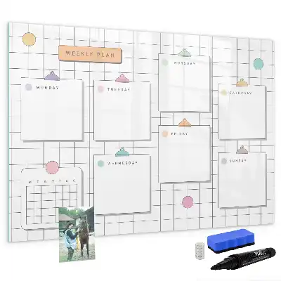 Quadro magnético para escrever horário semanal