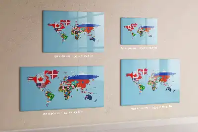 Quadro magnético para escrever mapa com bandeiras