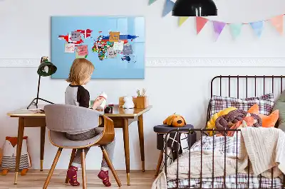 Quadro magnético para escrever mapa com bandeiras