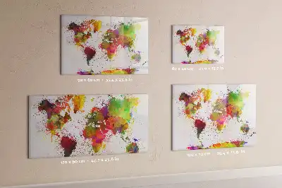 Quadro magnético para desenhar estampa de mapa-múndi em aquarela