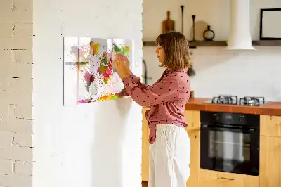 Quadro magnético para desenhar estampa de mapa-múndi em aquarela