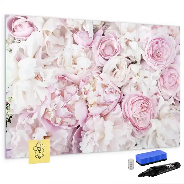 Quadro magnético para escrever com flores decorativas