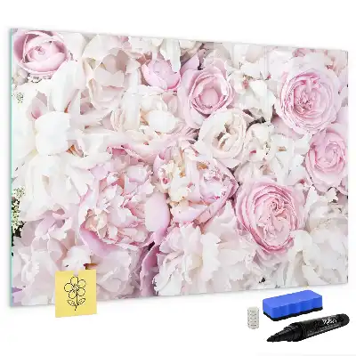 Quadro magnético para escrever com flores decorativas