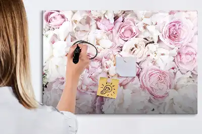 Quadro magnético para escrever com flores decorativas