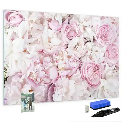 Quadro magnético para escrever com flores decorativas