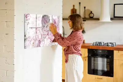 Quadro magnético para escrever com flores decorativas