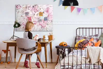 Quadro magnético para escrever com flores decorativas