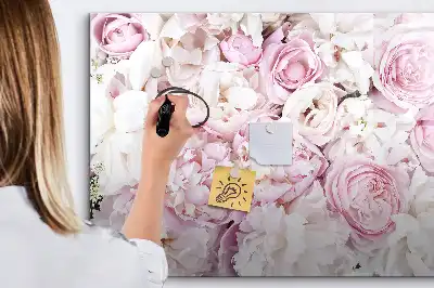 Quadro magnético para escrever com flores decorativas