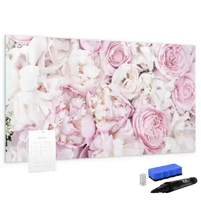 Quadro magnético para escrever com flores decorativas