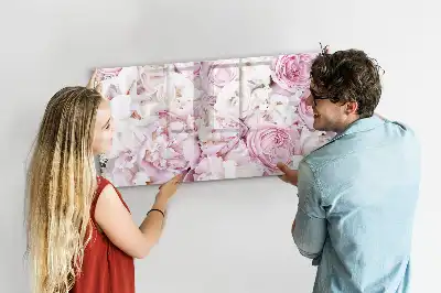 Quadro magnético para escrever com flores decorativas