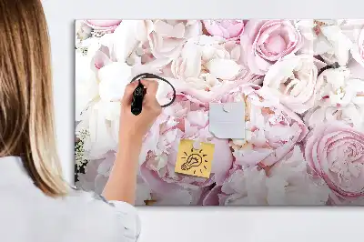 Quadro magnético para escrever com flores decorativas