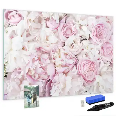 Quadro magnético para escrever com flores decorativas