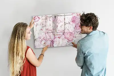 Quadro magnético para escrever com flores decorativas