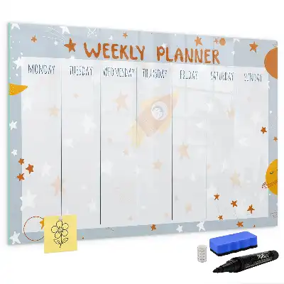 Quadro magnético para desenhar planner semanal