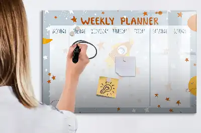 Quadro magnético para desenhar planner semanal