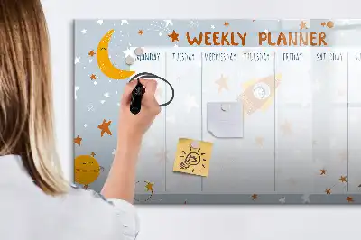 Quadro magnético para desenhar planner semanal