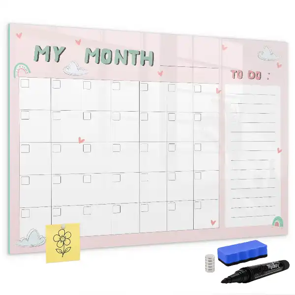 Planner mensal infantil quadro magnético para escrever