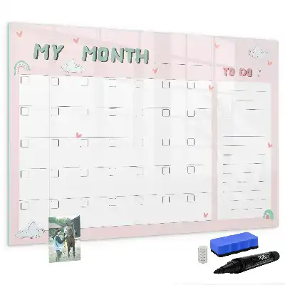 Planner mensal infantil quadro magnético para escrever