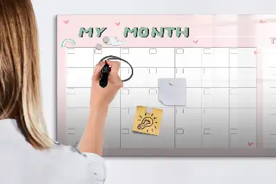 Planner mensal infantil quadro magnético para escrever