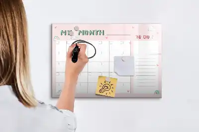 Planner mensal infantil quadro magnético para escrever