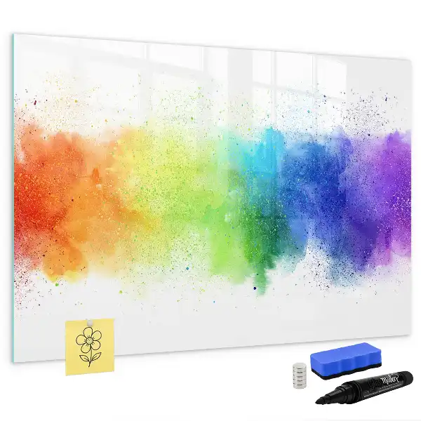 Quadro magnético para escrever com estampa de arco-íris abstrato