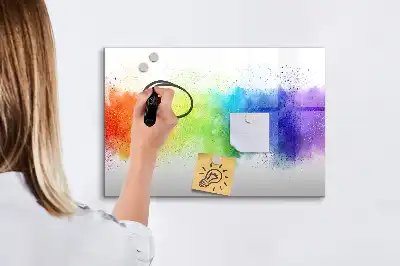 Quadro magnético para escrever com estampa de arco-íris abstrato