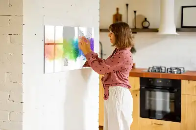 Quadro magnético para escrever com estampa de arco-íris abstrato